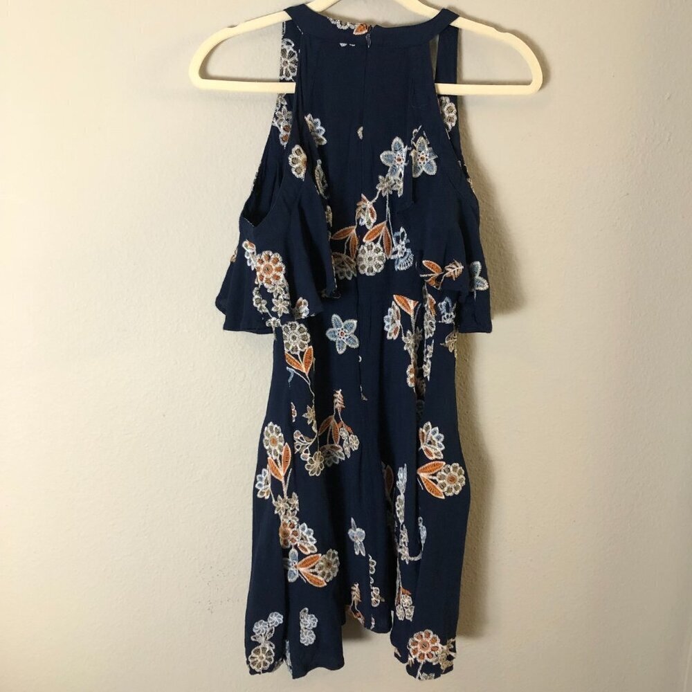 J.O.A JOA Los Angeles Revolve Embroidered Floral Dress Women's size S Navy Green - Picture 4 of 11